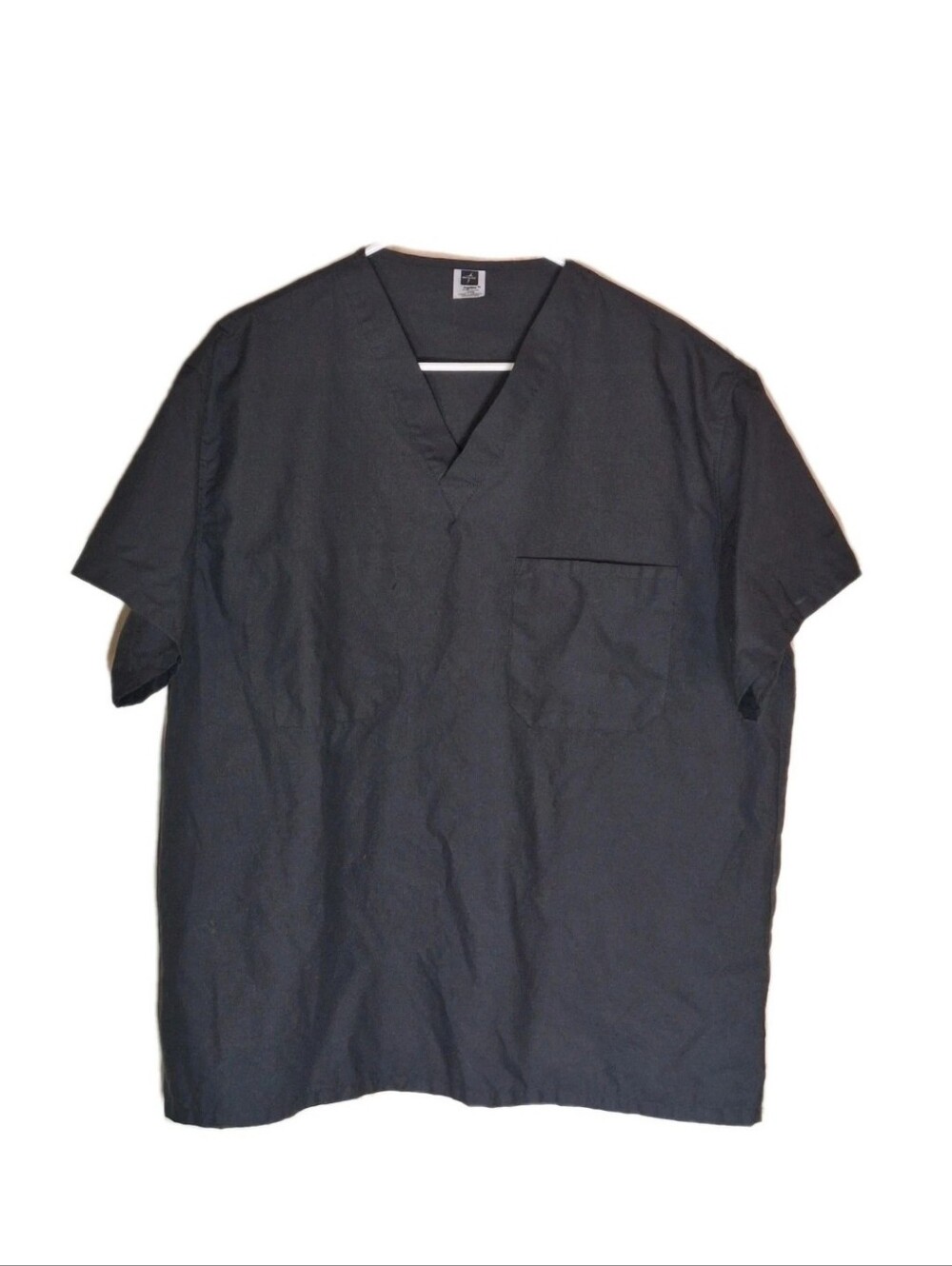 Medline Women's Short Sleeve V-Neck Scrub Top Black Size Large Relaxed Fit Shirt